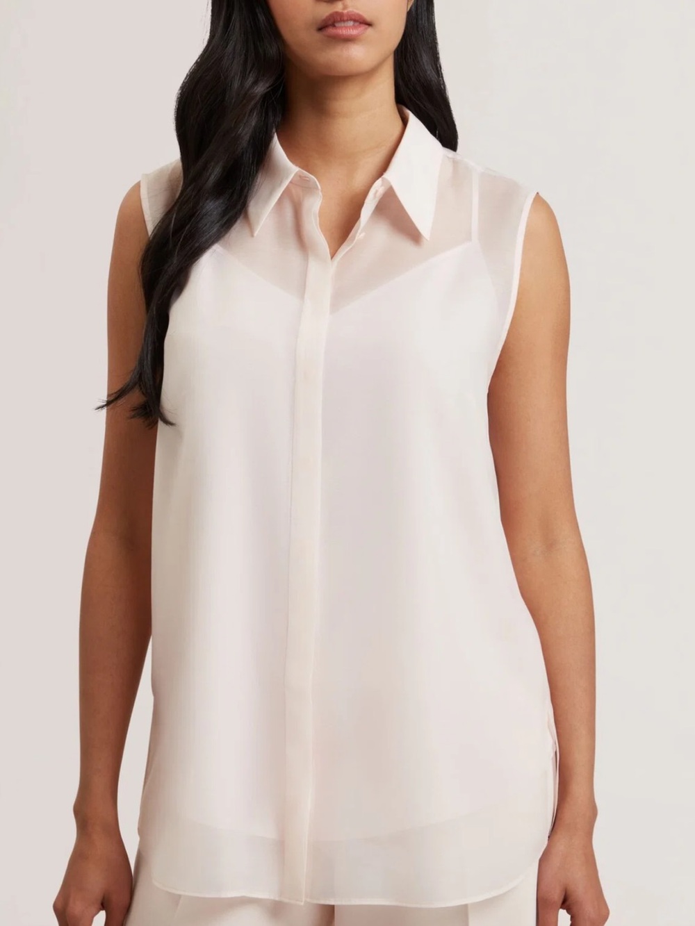 Nwt Ted Baker NORELLA
Sheer Organza Longline Sleeveless Blouse